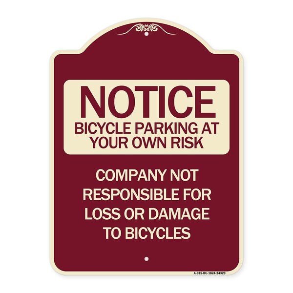 Bicycle Parking at Your Own Risk Company Not Responsible for Loss or Damage to Bicycle, BU-1824